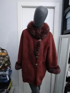 LINEA ERRE SHEARLING montone usato PRE-OWNED donna woman tg .44 bordeux XYC648L - Imagen 1 de 9