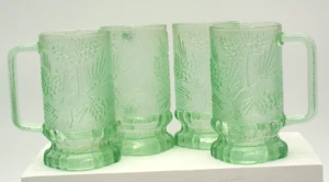 Set 4 Vintage Indiana Glas Diadem Chantilly grün Ponderosa Tannenzapfen Becher 16 Unzen - Bild 1 von 4