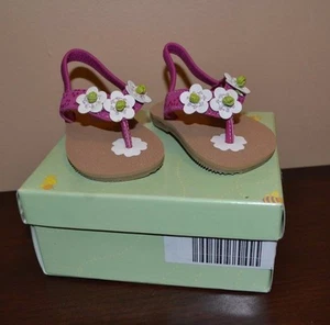 Smartfit 50819 Sandals Size 2 Baby Girl Teeny Toes Flower Sandals Flip Flops NEW - Picture 1 of 5