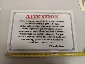 metal signs man cave/garage funny 18x12 ATTENTION - Picture 1 of 2
