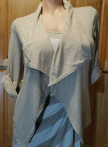 CHELSEA & THEODORE Heathered Beige/Sand Open Front Cardigan Sweater M ~ EUC - Picture 1 of 7