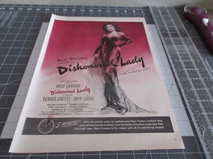 1947 Dishonored Lady Hedy Lamarr Dennis O'Keefe Movie Vintage Print Ad - Picture 1 of 3