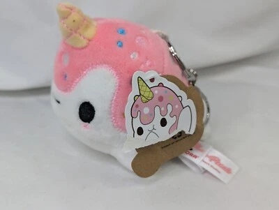 Aurora Tasty Peach Nomwhal Plush Ice Cream Narwhal 4 Inch Clip On Stuffed Animal - Image 1 of 4
