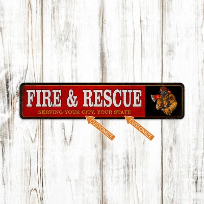 Personalized Fire & Rescue Sign Fire Station Decor Fireman Chief 104182002069 - Image 1 of 4