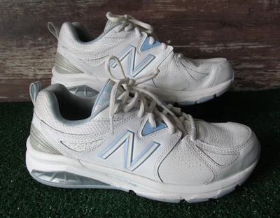 Tênis de corrida NEW BALANCE 857 N2 feminino 9,5 D (largo) azul claro branco muito bom estado usado - Imagem 1 de 4