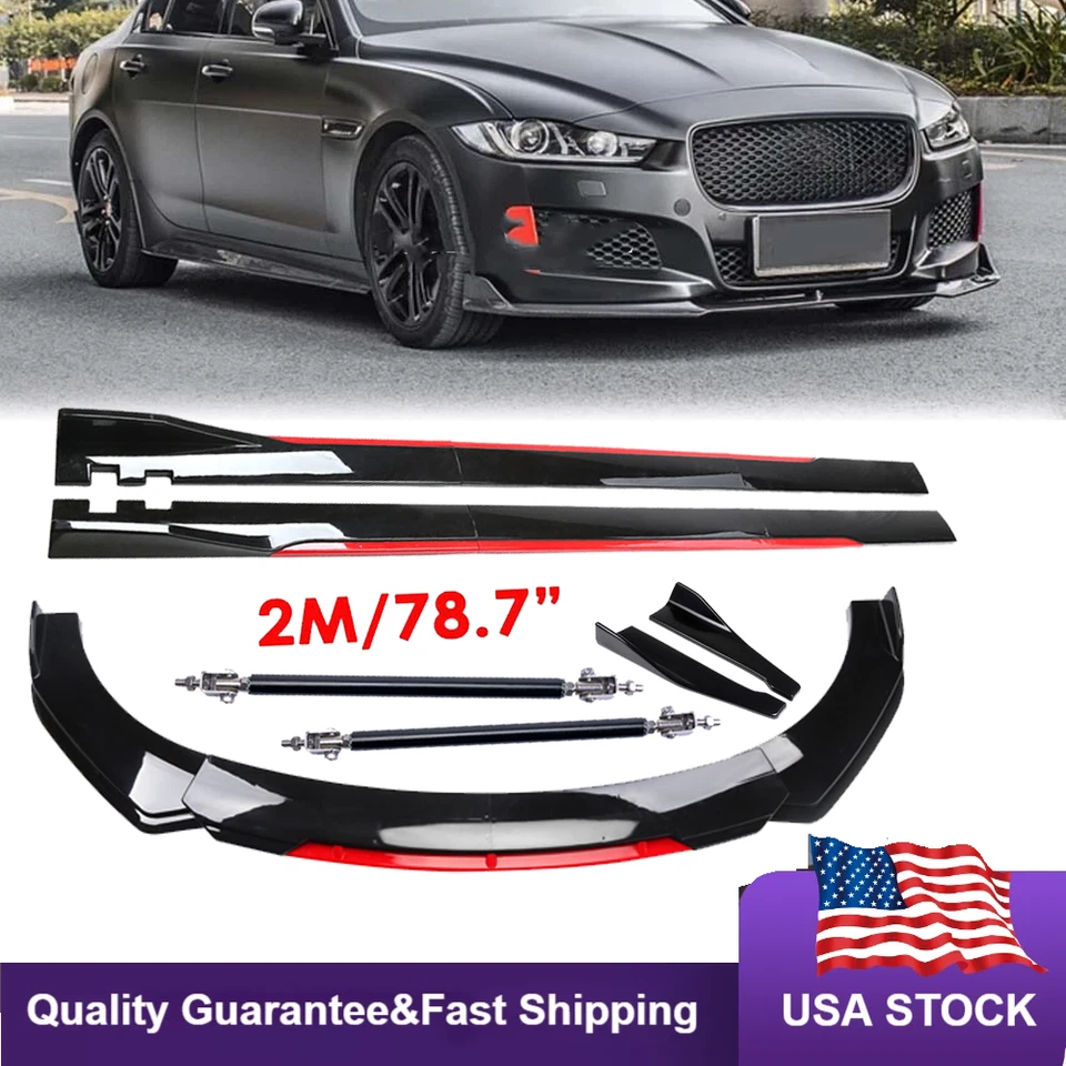 Front Bumper Lip Splitter Glossy Black Red Body Kit FOR JAGUAR XF 2009-2022 Foto 1 de 4