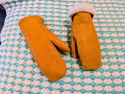 Duradero Buffalo Hide MITTENS de HIDES IN HAND con forros de vellón extraíbles XS/TP Foto 1 de 4