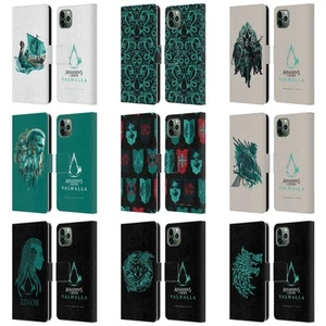 ASSASSIN'S CREED VALHALLA COMPOSITIONS PATTERNS LEATHER BOOK CASE APPLE iPHONE - Picture 1 of 15