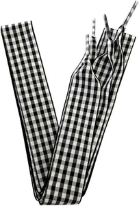 1 Inch Wide Fantastic Flat Checkered Shoelaces Fabric Ribbon No.24 Black - Picture 1 of 8