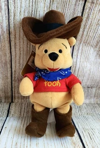 Vintage Cowboy Winnie Puuh Beanie Plüsch, Disney Store, mit Etikett - KOSTENLOSER VERSAND - Bild 1 von 7