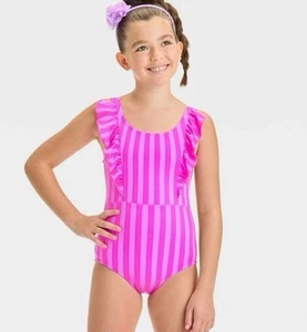 NWT Cat & Jack Girls Striped One Piece Suit Size 6/7 - Picture 1 of 5