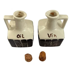 Purinton Pottery MCM Slip Ware Intaglio Oil And Vinegar Cruet Set - Picture 1 of 7