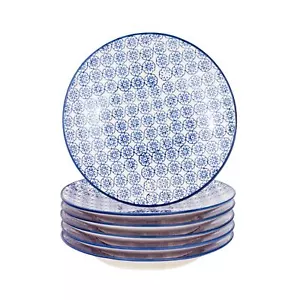 Patterned Dessert Side Wedding Porcelain Kitchen Plates - Blue Flower - 18cm x6 - Picture 1 of 5
