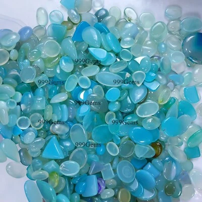 20 Pcs Wholesale Natural Sea Blue Onyx Mix Shape Cabochon Gemstone Lot 10-20 mm - Image 1 of 4