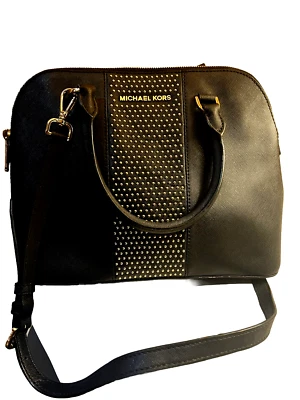 MICHAEL KORS Cartera Cindy Dome, Negro, Tono Dorado Bandolera Tachonada Foto 1 de 4