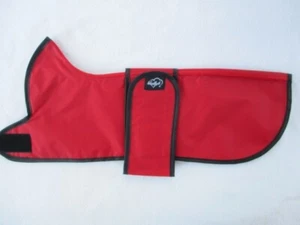 WOODLANDS 16" 40cm Waterproof Red Nylon-Polycotton Lined Dachshund Mac Dog Coat - Picture 1 of 5