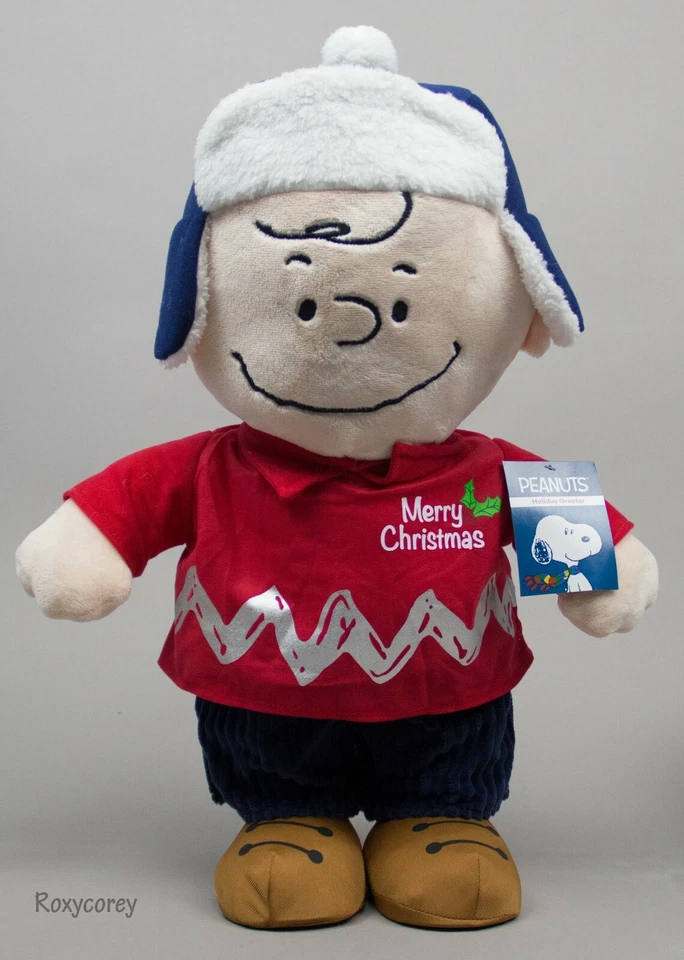Christmas Peanuts 21 in Tall Charlie Brown Porch Greeter Chasing Snowflakes