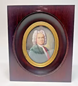 19c. Antikes viktorianisches Miniatur Gemälde Adliger Portrait Holz gerahmt signiert - Bild 1 von 7