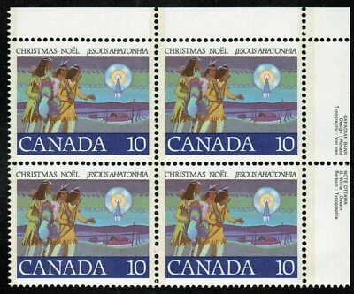 Canadá sc#741 Navidad: Primera Navidad, bloque de impresión UR, como nuevo-NH Foto 1 de 2