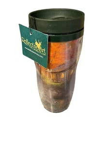 Hayden Lambson Reflective Art 16 Oz. Travel Tumbler Cup Mug Cabin Lake Wildlife  - Picture 1 of 6