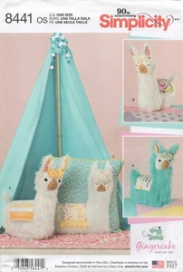 Simplicity Sewing Pattern 8441 Llama Stuffed Toy & Applique Cushion Faux Fur NEW - Picture 1 of 13