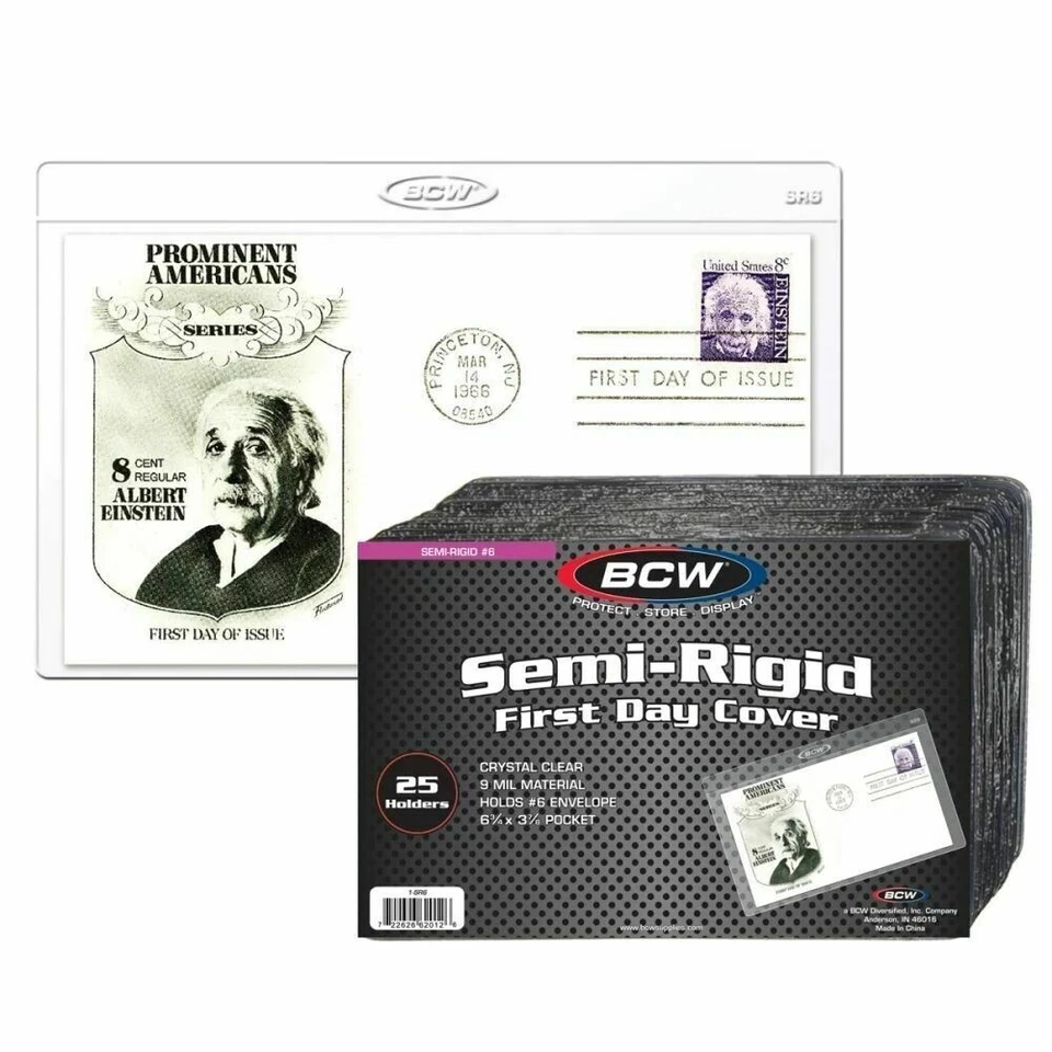 Pack de 25 soportes de plástico transparente semi rígidos BCW para cubierta de primer día o postal Foto 1 de 1