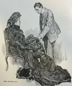 1908 Vintage Illustration James Montgomery Flagg Victorian Man and Women - Picture 1 of 2