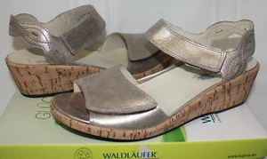 Waldlaufer Mira Helinda Light Gold Leather Wedge Sandals Shoes New - Picture 1 of 5