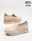 RRP€260 HOGAN Leather Sneakers US5.5 UK2.5 EU35.5 Beige Glitter Made in Italy