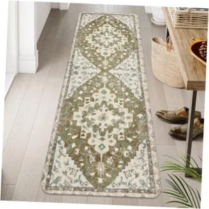 Vintage Bedroom Runner Rug Non-Slip Soft Bathroom Rugs Boho 24x71 inch Khaki - Picture 1 of 7