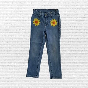 Gymboree Girls Sunflower Jeans Blue Denim Adjustable Waist Straight Leg Size 5 - Picture 1 of 11