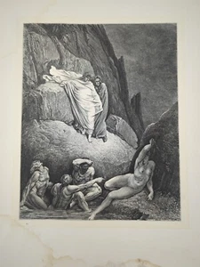 1868 Antique Engraving Print Gustave Dore Dante's Inferno 14.5 x 11" Gothic p44 - Picture 1 of 4