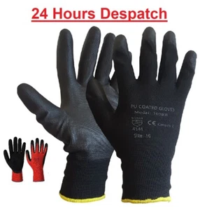 24 Paar PU beschichtete Arbeitsschutz Arbeitshandschuhe Herren Bauherren Bau Grip - Bild 1 von 1