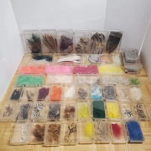 Large Lot of Vintage Fly Fishing Tying Material Supplies Quills Feathers - Picture 1 of 10
