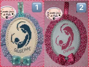 Capoculla Madonna con Bambino fatto a mano ricamo punto croce cross stitch - Foto 1 di 1