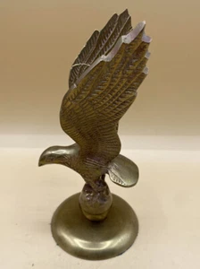 Vintage Brass Eagle On Ball Stand Wings Spread 8” Patriotic Hollywood Regency - Picture 1 of 11