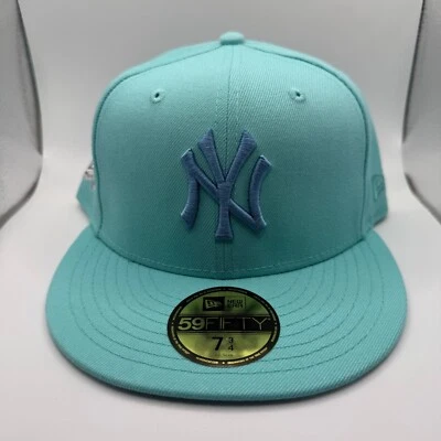 New Era 59Fifty New York Yankees 1999 Serie Mundial Raro Verde azulado Como Nuevo Sombrero 7 3/4 Nuevo Foto 1 de 4