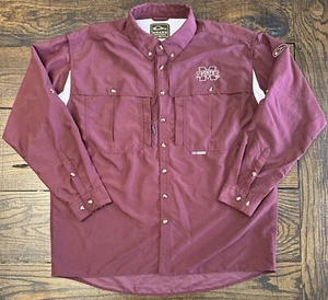 Drake Long Sleeve Vented Fishing Shirt Maroon Mississippi St Bulldogs NCAA - XL - Picture 1 of 20