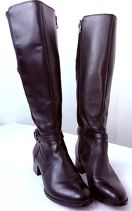 White House Black Market Womens Sz 8 Black Leather 16" Shaft Riding Boots - Picture 1 of 12