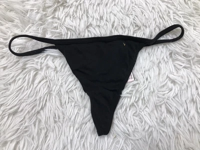 Tanga Victoria's Secret Tanga Tanga Tanga Suave V LOGO Algodón Bragas NEGRO Estampado Pequeño en VGT Foto 1 de 4