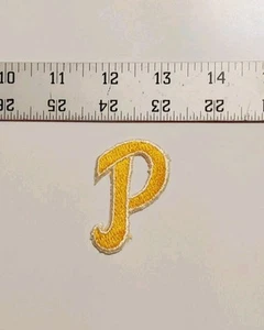 Athletic Script Gold/White Letter "P" Sew on New Vintage  - Picture 1 of 1