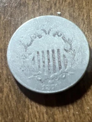 Restored 1876 Shield Nickel 5c Circulated - Image 1 of 3