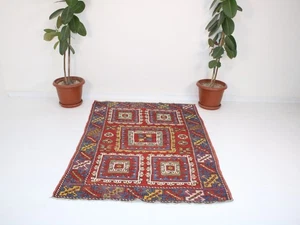 Vintage Rot Creme Türkischer Teppich Oushak Handgeknüpft Wolle Carpet 3,9x7,4 ft - Bild 1 von 10
