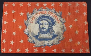 Antike Flagge Kolumbianische Ausstellung Christoph Kolumbus 1893 - Bild 1 von 6