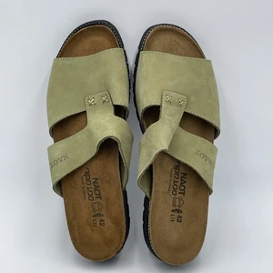 NAOT Low Flat Sandals Sz 42 Slides U S 11-11.5 Slip On Leather Olive Green New - Picture 1 of 7