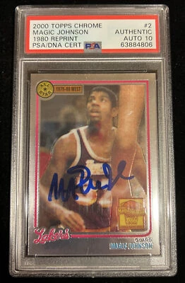 Autographed Magic Johnson Signed 2000 Topps Chrome #2 PSA Auto Graded 10 - Image 1 of 4