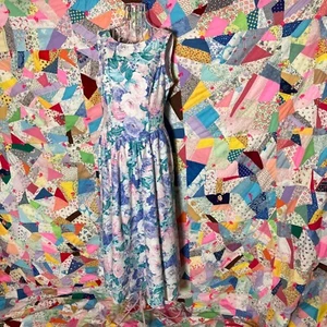 Vintage floral dress 80s cottage core | M | blue pink green white western Lanz - Picture 1 of 10