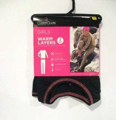 Cuddl Duds Stretch Crew Top y Leggings Conjunto Talla 7/8 M Negro Foto 1 de 2