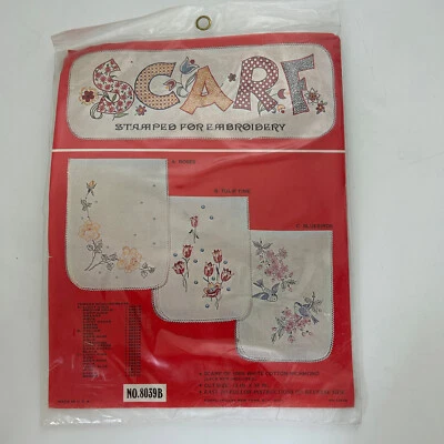 Kugel Vogart Scarf Stamped for Embroidery 8039B Tulip Time Floral Vintage - Image 1 of 4