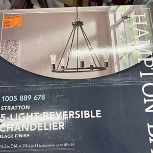 HAMPTON BAY Stratton 5-Light Chandelier Reversible With Black Finish - Picture 1 of 1